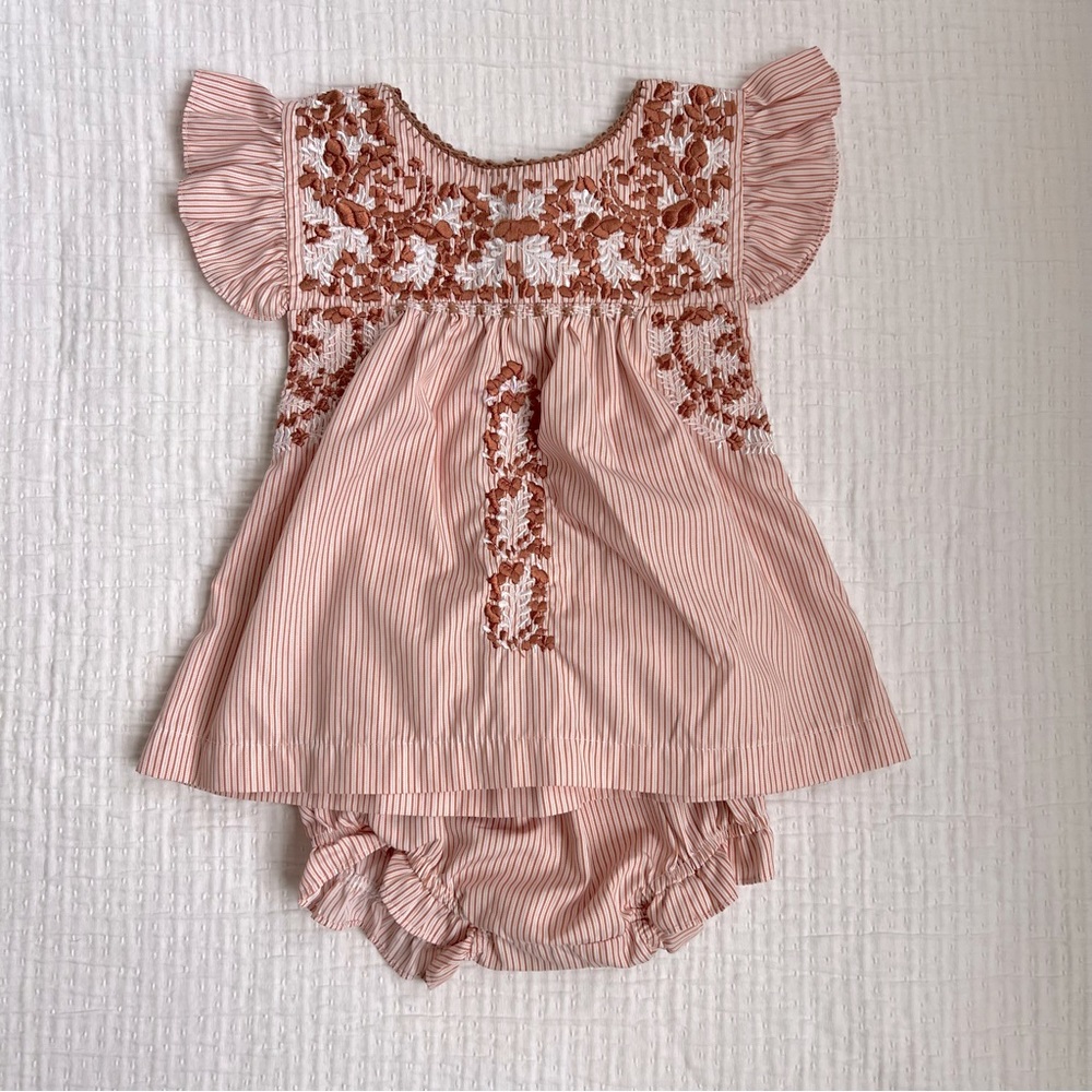Six Honeybees- Puebla Bloomer Set (Burnt Orange & White)